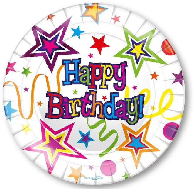 PLATES: RIBBONS &amp; STARS 9" PLATES (8 PER PACK)