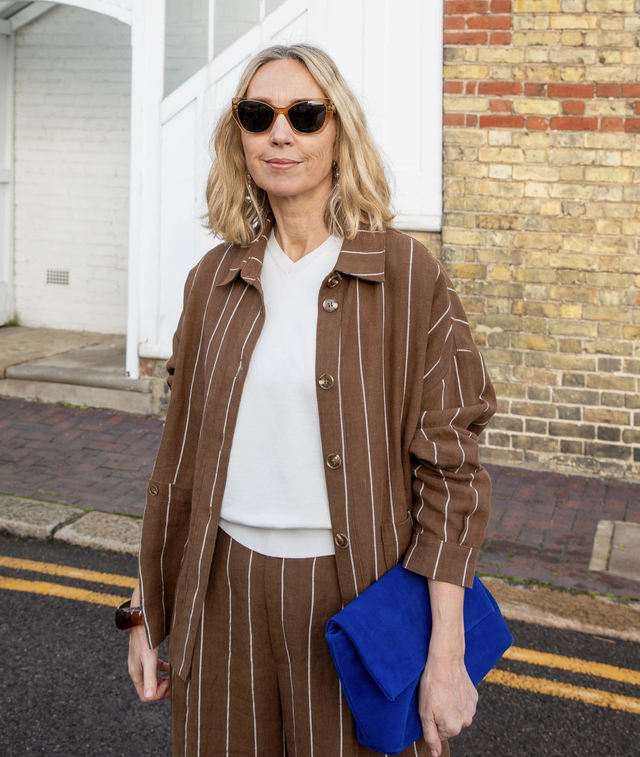 KATH stripe jacket - tobacco and cream