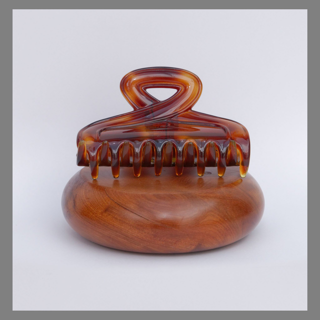 Barrette sunburst ambré fumé translucide Vintage Agatha  (collector)