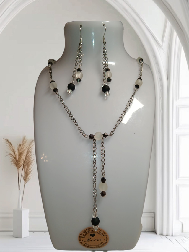 Parure Perles de Verre &amp; Cristal Toupie