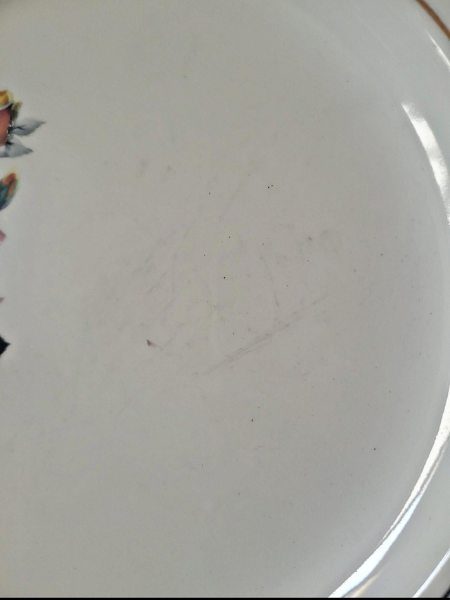 Assiettes plates Gien Gardanne, roses couleur jaune (par 6)