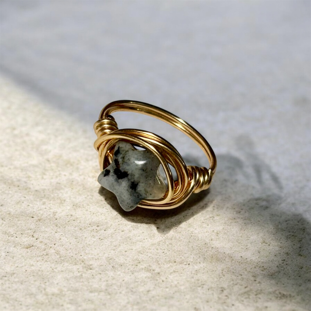 Pierścionek gwiazdka z labradorytu rozmiar 14