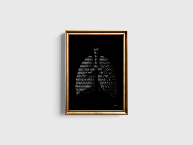 A3 Schreibmaschinenbild Lunge in Weiß auf Schwarz