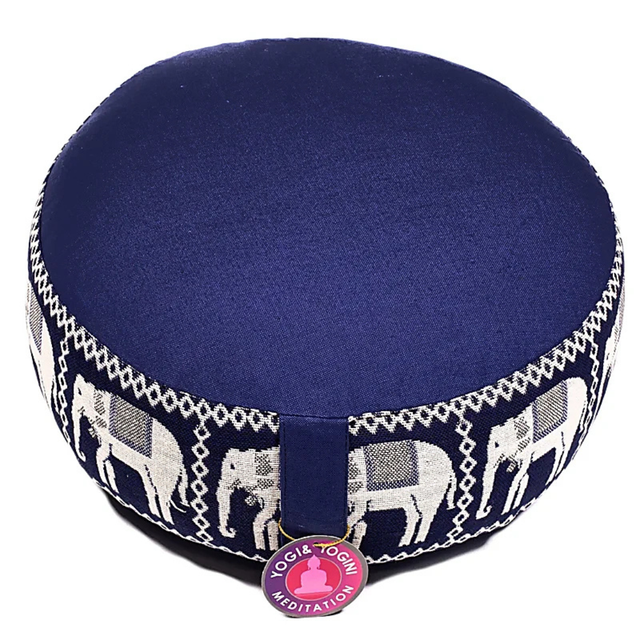 Coussin de méditation bleu marine éléphants