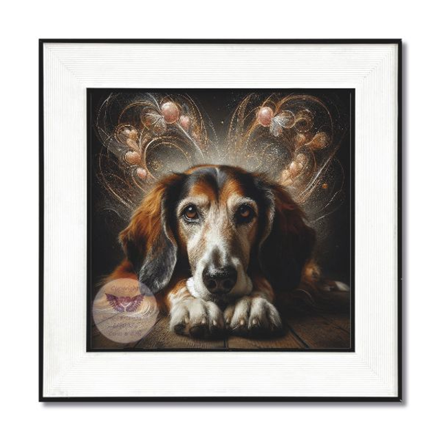 Artistic dog print in square frame (D63)