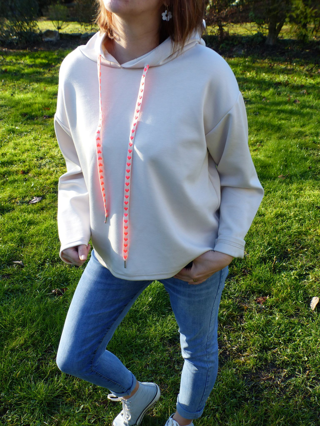 sweat uni capuche beige