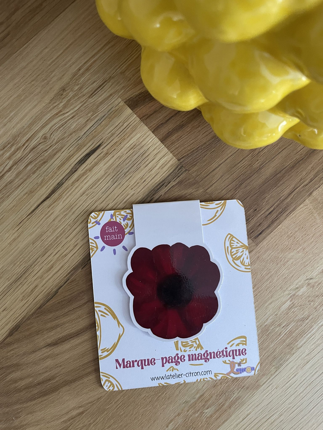 Marque-page magnétique coquelicot