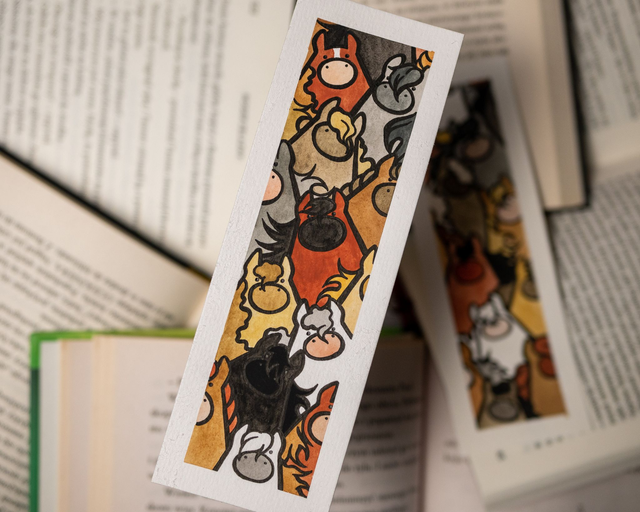 KONIE zakładka do książki, ręcznie malowana akwarela