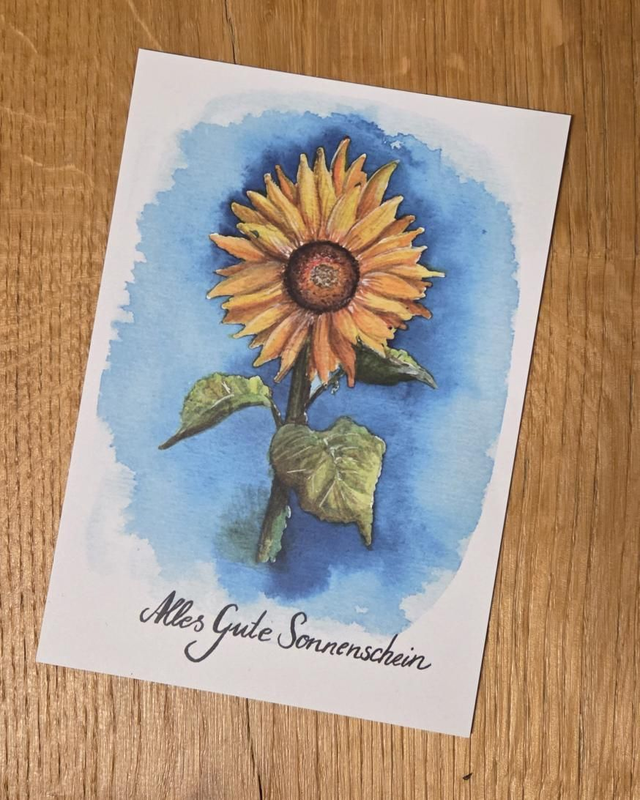 Postkarte "Sonnenschein" | Kunstdruck DIN A6 300g | Handgemalte Grußkarte & liebevolle Deko |