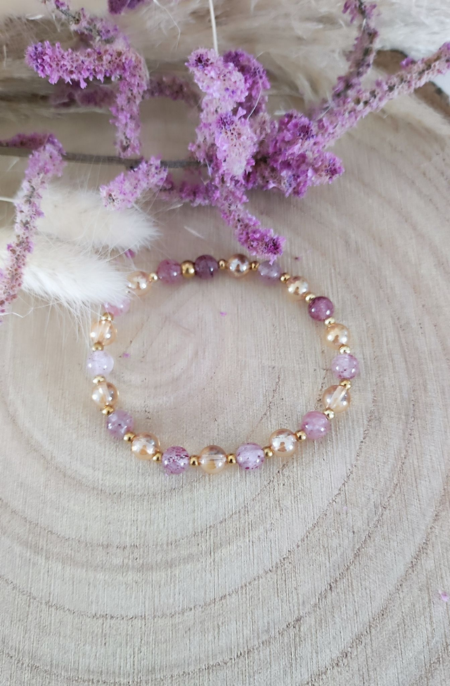 Bracelet "Épanouissement et Joie" Quartz fraise