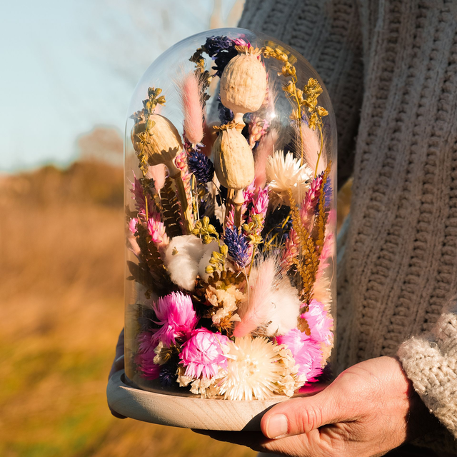 Cloche Rosée Bohème — Cloche décorative en fleurs séchées | YSSEJ DESIGN