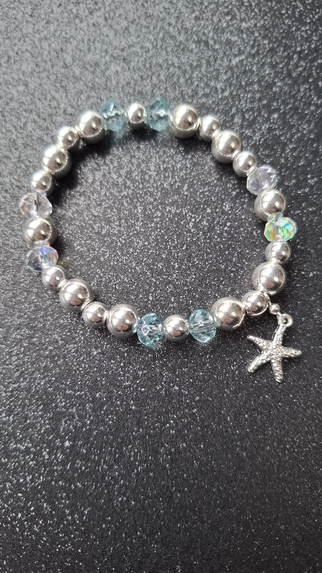 Silver Plated &amp; Sparkle Crystal Stretch Bracelet