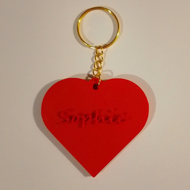 Personalised Embossed 3d Printed Heart Keyring - Any Name - Valentine's Gift