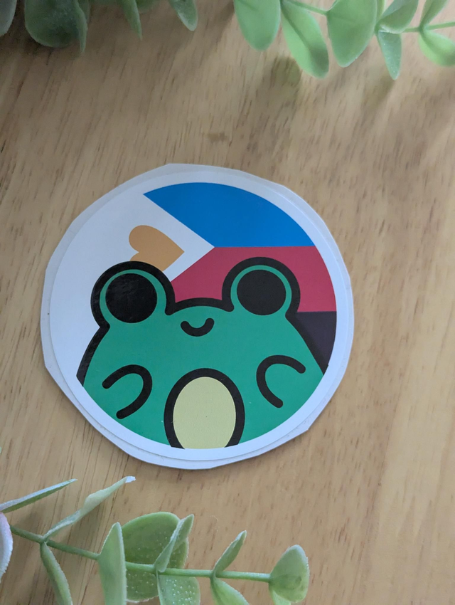 Tricolour Polyamorous pride frog sticker 