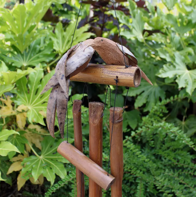 Bamboo Coconut Twin Birds Wind Chime