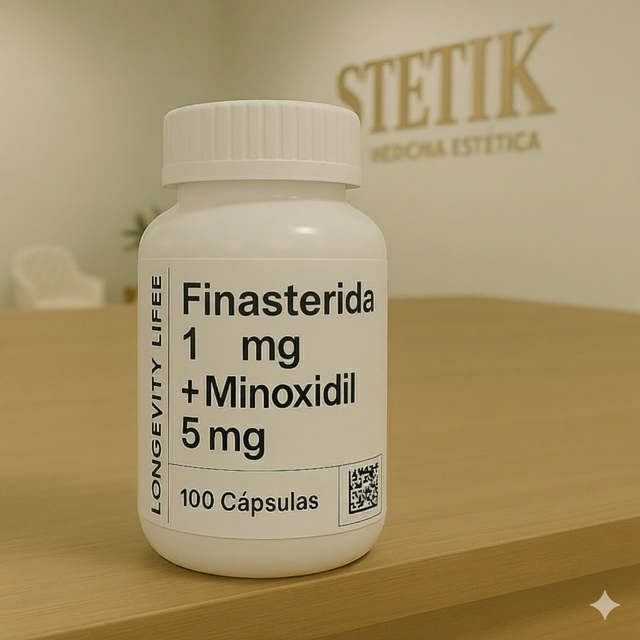 Finasterida 1 mg + Minoxidil 5 mg X 100 Capsulas
