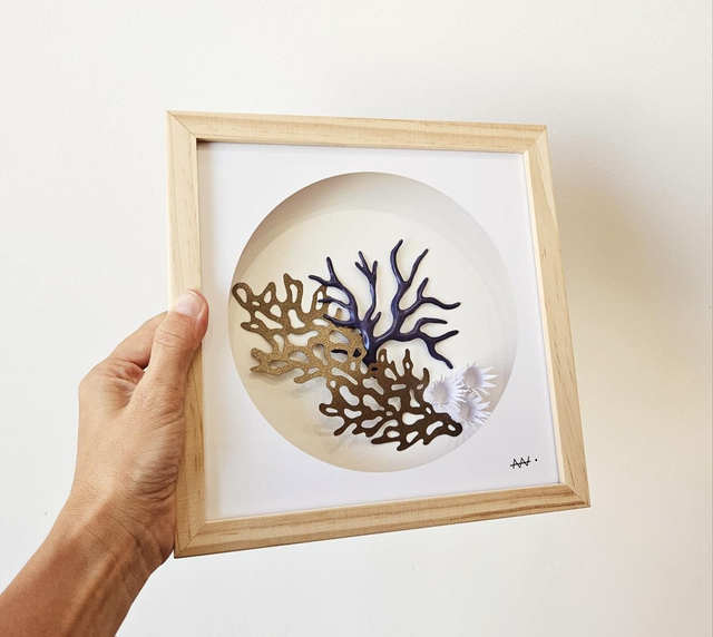 Récif bronze et blanc et corail bleu