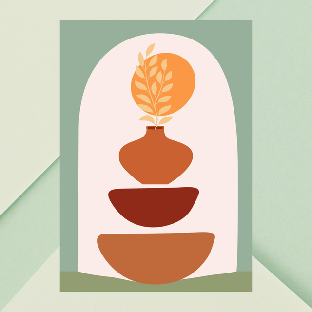 Impression d'Art Bols en Argile Bohème / Boho Clay Bowls Art Print – Earthy Minimalist Wall Decor