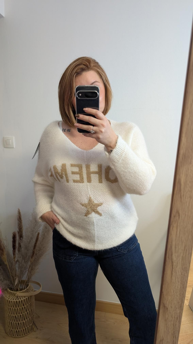 Pull &quot;Bohéme&quot; blanc TU 36/44 
