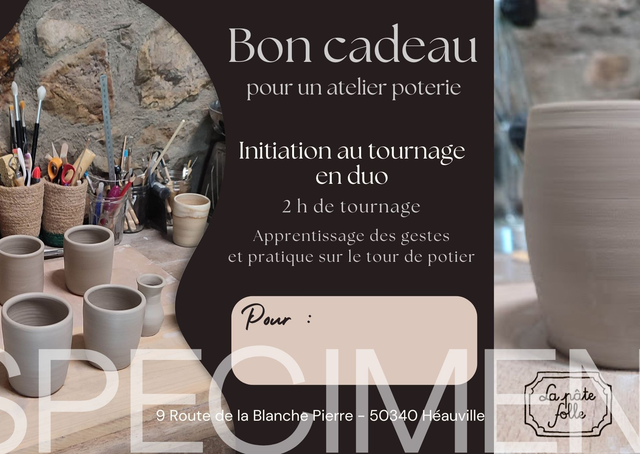 BON CADEAU : Atelier de tournage - Formule "Découverte" en duo