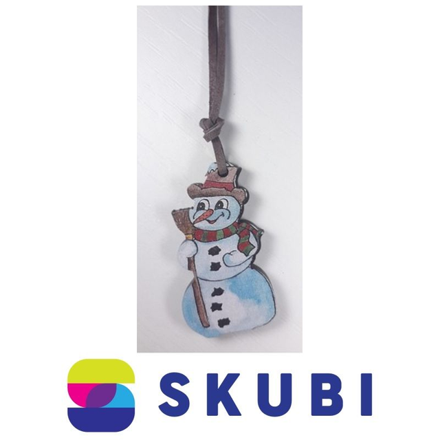 Přívěsek dřevěný - na krk - sněhulák