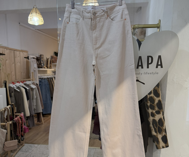 Beige Omgeslagen Wijde - Spijkerbroek Queen Harts