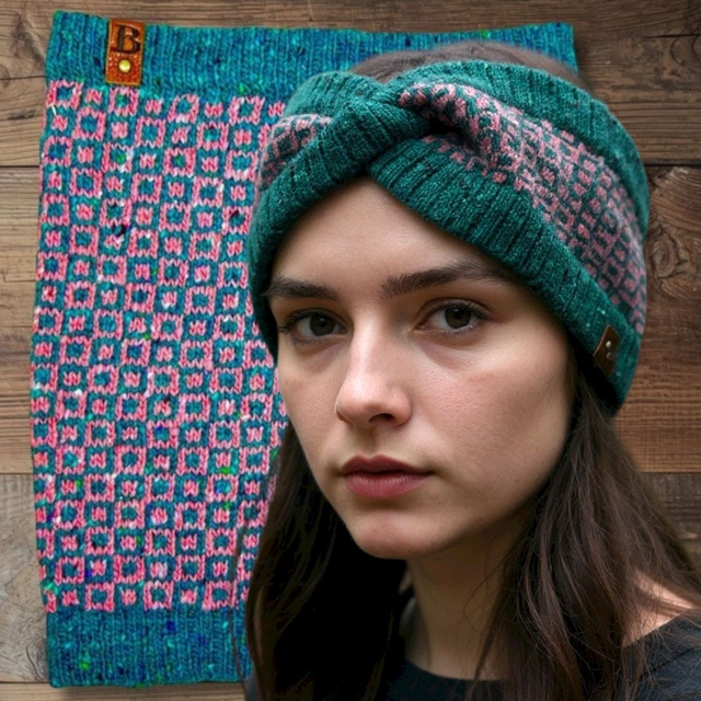 Soft Merino Wool Handmade Headband and Snood 2 Piece Set (Colour: Saltwater Taffy)