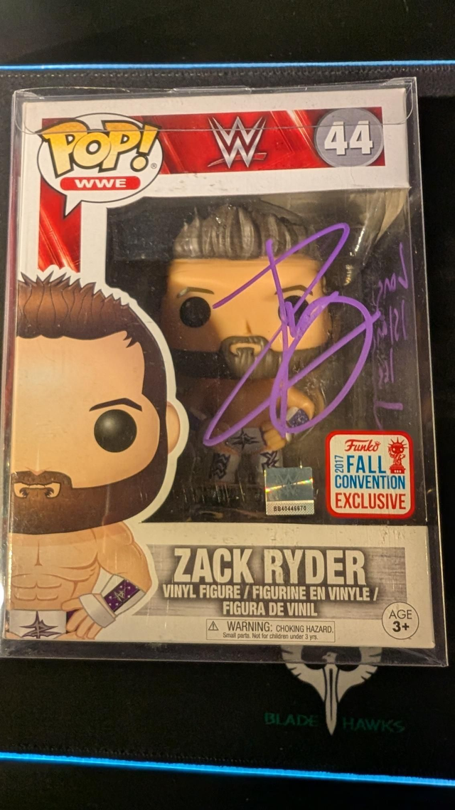 Funko Pop WWE Zack Ryder 44 Signed with JSA COA 