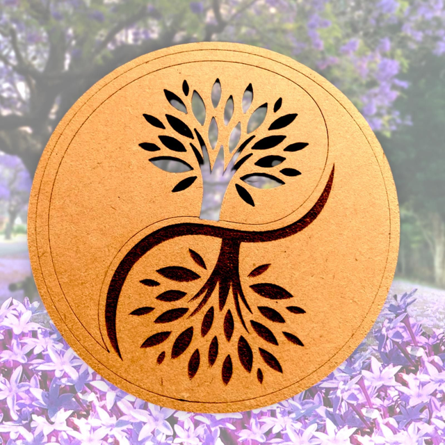 Plaque en bois "Arbre & yin-yang"