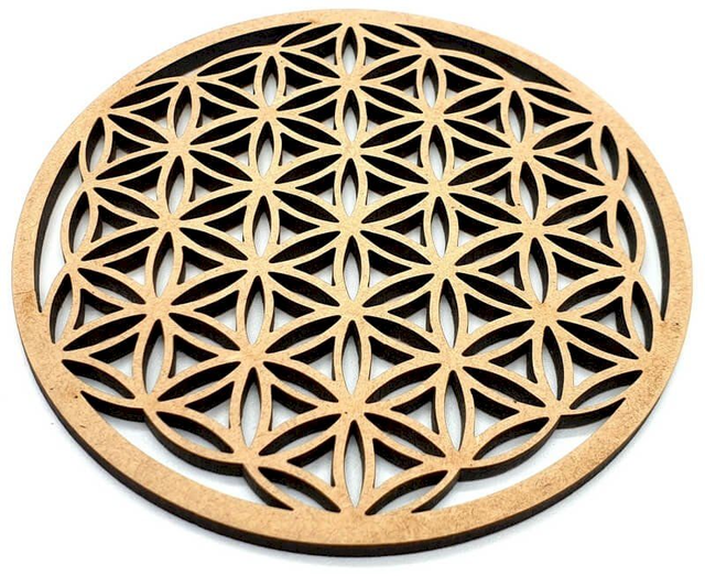 Fleur de vie sculptée bois - 10cm