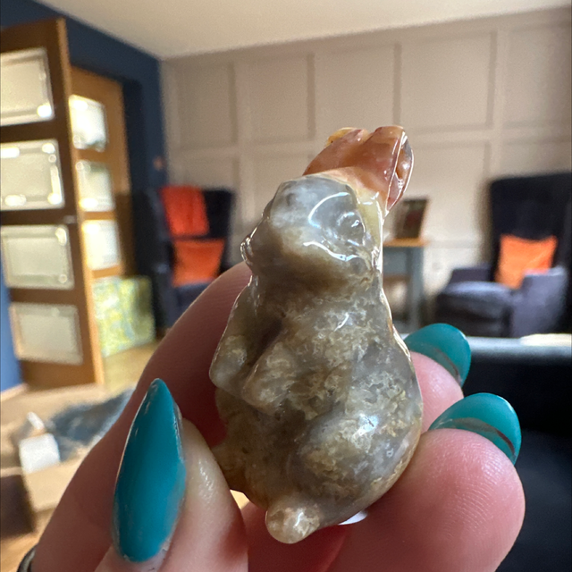 Crazy Lace Agate Standing Bunny 
