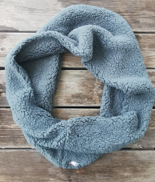 Double snood LUCIEN uni bleu gris