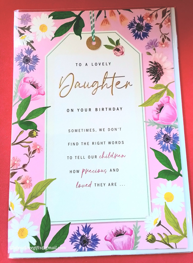 Daughter Birthday Card Floral Border Foil Writing 