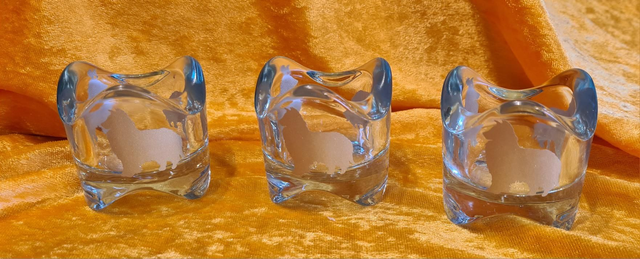 Teelichtglas mit Sheltiemotiv "silber leichter Glitzer" 