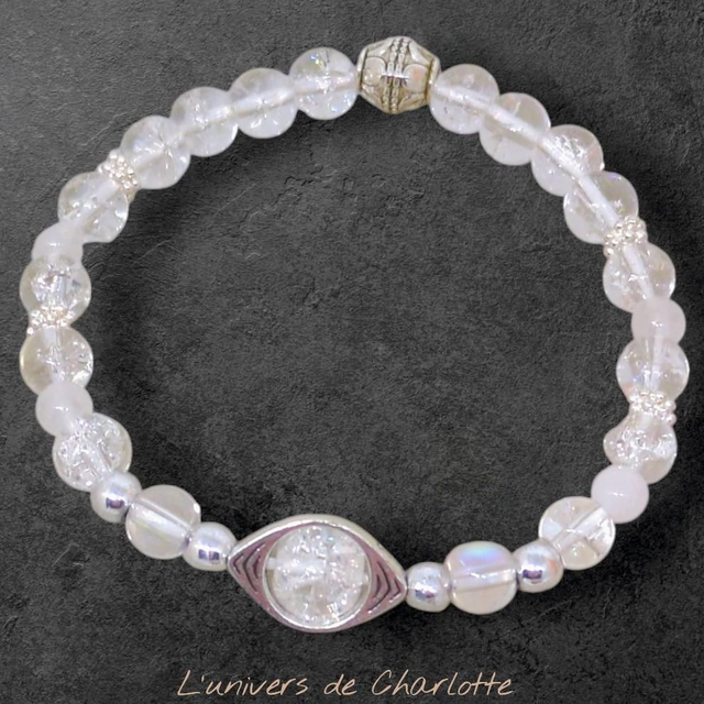 Bracelet glam "Cristal de roche" 6mm BR-150