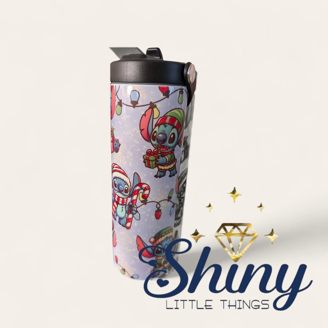 20oz Flip Top Water Bottle Stitch Christmas