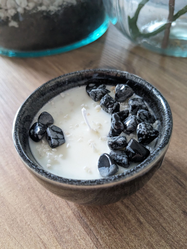 Bougie &amp; Obsidienne Neige 