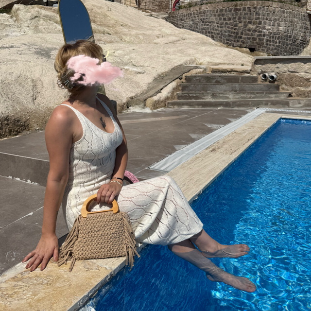 Sac capuccino à franges 