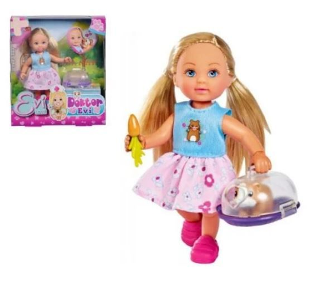 SIMBA Poupée vétérinaire Evi Love - Cochon d&#039;Inde - 12 cm - 4 pièces