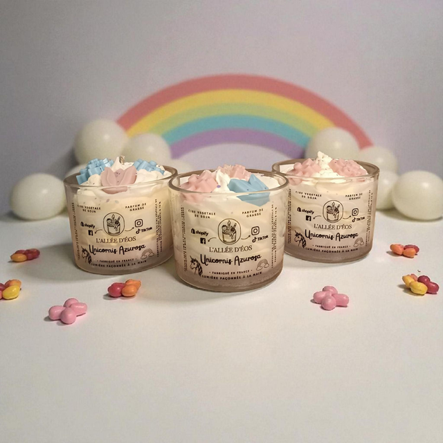 Bougie gourmande Unicornis Azurosa - Parfum Licorne