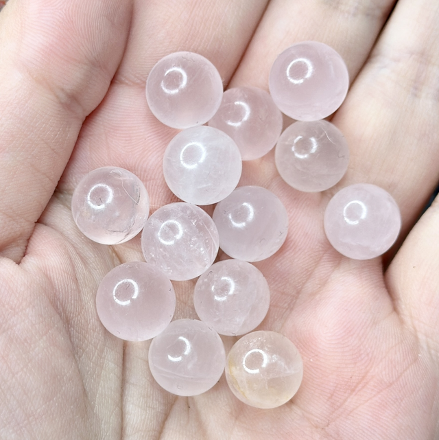 15 x mini high grade rose quartz spheres 