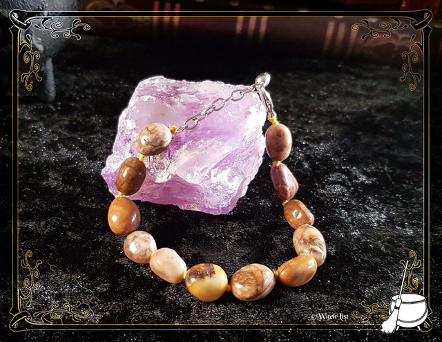 Bracelet en pierres roulées de Jaspe Paysage