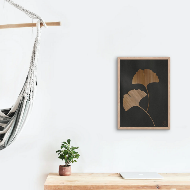 🌿 Duo de feuilles de ginkgo doré