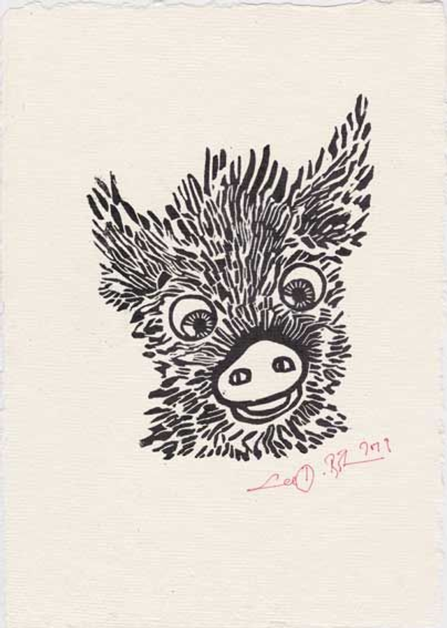 Linolschnitt "Kleines Wildschwein" / Linocut "Little Wild Boar"