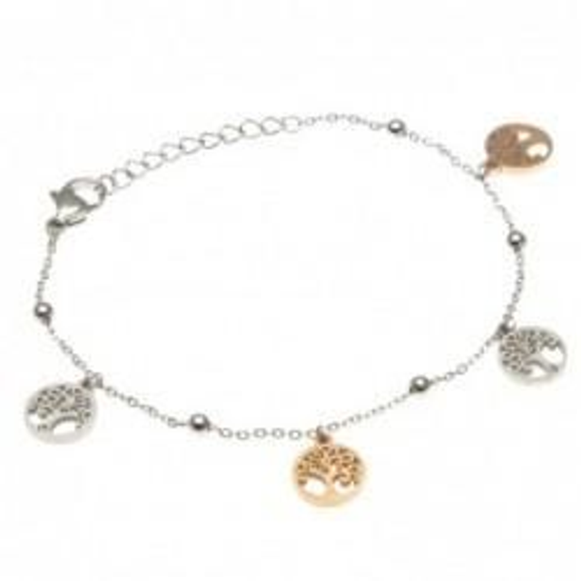 Bracciale donna in acciaio bicolore con charms portafortuna