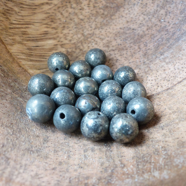 Pyrite Perles Rondes Polies - A l&#039;unité