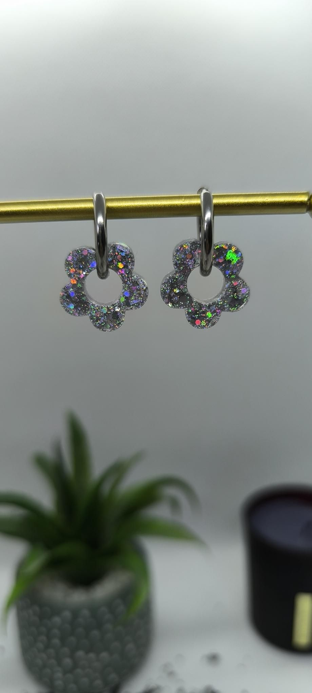 Pampilles interchangeables argentées holographique 