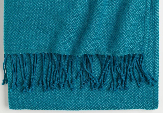 Plaid Decke petrolblau gemustert