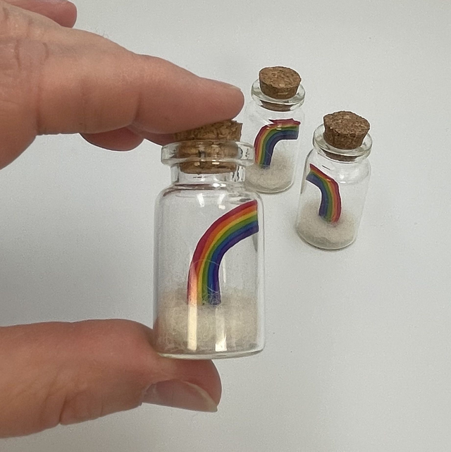 Micro Clay rainbow in a bottle