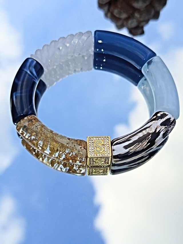 Bracelet jonc perles tubes acrylique léopard Indrani Chamakdaar Bandhan